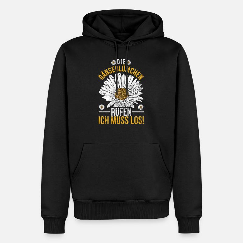 Gänseblümchen rufen Maßliebchen Blume - Männer Premium Bio Hoodie - Schwarz