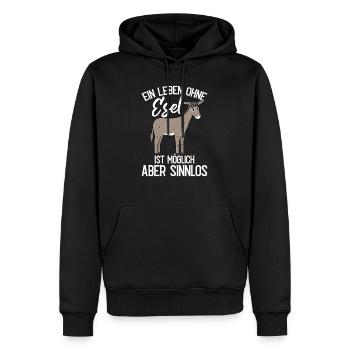 Lustiger Esel Spruch Bauernhof - Männer Premium Bio Hoodie - Schwarz - Vorne - Nico (187cm)