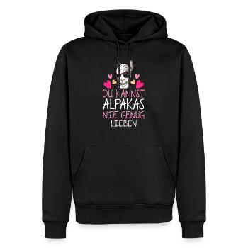 Alpaka Lama Alpakas Geschenk - Männer Premium Bio Hoodie - Schwarz - Vorne - Nico (187cm)