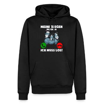 Meine Ziegen rufen an ich muss los - Männer Premium Bio Hoodie - Schwarz - Vorne - Nico (187cm)