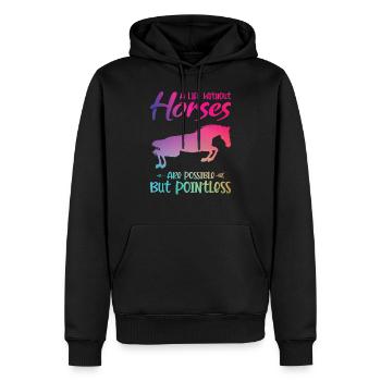 Chevaux cadeau - Sweat à capuche Premium bio Homme - noir - Devant - Nico (187cm)