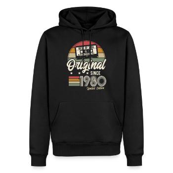 Original depuis 1980 Vintage Retro Anniversaire - Sweat à capuche Premium bio Homme - noir - Devant - Nico (187cm)