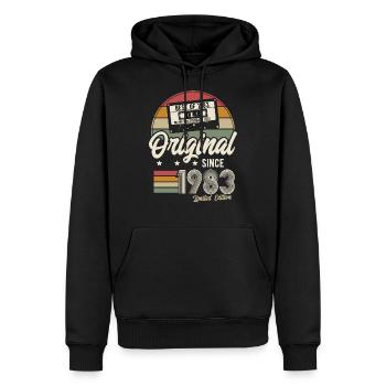 Original seit 1983 Vintage Retro Geburtstag - Männer Premium Bio Hoodie - Schwarz - Vorne - Nico (187cm)