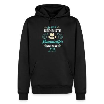 hausmeister - Männer Premium Bio Hoodie - Schwarz - Vorne - Nico (187cm)