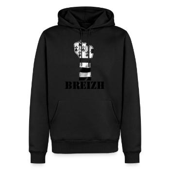 Bretagne breizh poing cadeau fierté bretonne - Sweat à capuche Premium bio Homme - noir - Devant - Nico (187cm)