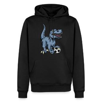 T-Rex dinosaure Trex Dino Football - Sweat à capuche Premium bio Homme - noir - Devant - Nico (187cm)