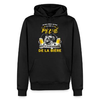 Pêcheurs bière humour apéro bonne ambiance - Sweat à capuche Premium bio Homme - noir - Devant - Nico (187cm)