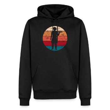 Pizzaiolo Pizzeria Cuisine Retro Vintage Cadeau - Sweat à capuche Premium bio Homme - noir - Devant - Nico (187cm)