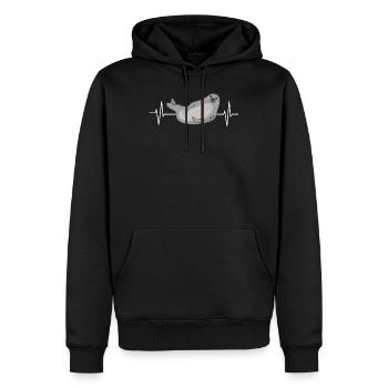 Robbe Seehund Seelöwe Tierliebhaber EKG Linie - Männer Premium Bio Hoodie - Schwarz - Vorne - Nico (187cm)