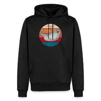 Robbe Seehund Seelöwe Tierliebhaber Vintage Retro - Männer Premium Bio Hoodie - Schwarz - Vorne - Nico (187cm)