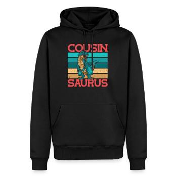 Cousin-Saurus T Rex Dinosaurier Cousin Saurus Jung - Männer Premium Bio Hoodie - Schwarz - Vorne - Nico (187cm)