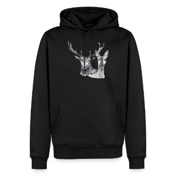 Cervo e cervo - Felpa con cappuccio ecologica premium da uomo - nero - Fronte - Nico (187cm)