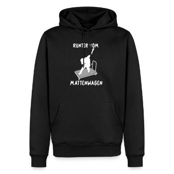 Runter vom Mattenwagen Geschenk Spruch Trainer - Männer Premium Bio Hoodie - Schwarz - Vorne - Nico (187cm)
