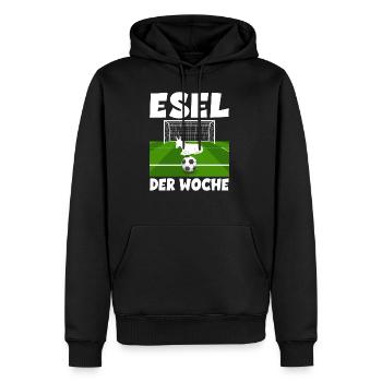 Esel der Woche Torwart Spieler und Fußball - Männer Premium Bio Hoodie - Schwarz - Vorne - Nico (187cm)