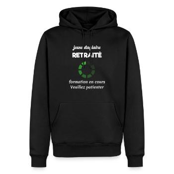 tee shirt retraite humoristique - Sweat à capuche Premium bio Homme - noir - Devant - Nico (187cm)