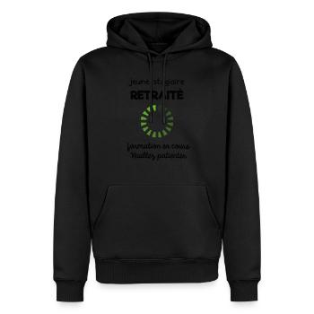 tee shirt jeune retraité - Sweat à capuche Premium bio Homme - noir - Devant - Nico (187cm)