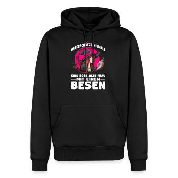 Unterschätze niemals eine böse alte Frau mit einem - Männer Premium Bio Hoodie - Schwarz - Vorne - Nico (187cm)