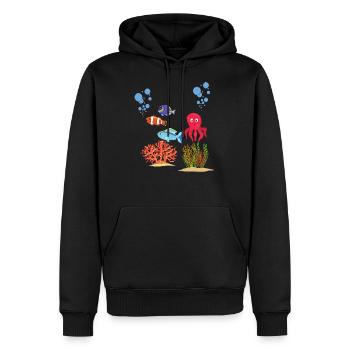 Animaux de mer Coraux Pieuvres sous-marine Pieuvres - Sweat à capuche Premium bio Homme - noir - Devant - Nico (187cm)