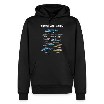 Hai Haie Haifisch Geschenk - Männer Premium Bio Hoodie - Schwarz - Vorne - Nico (187cm)