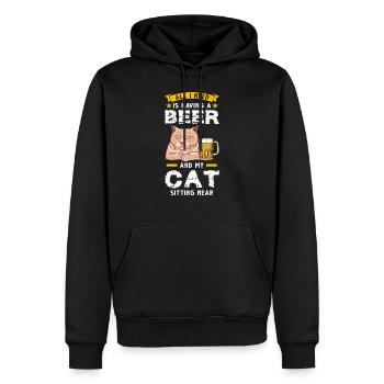 Bière &chat Chat Chat Cadeau - Sweat à capuche Premium bio Homme - noir - Devant - Nico (187cm)