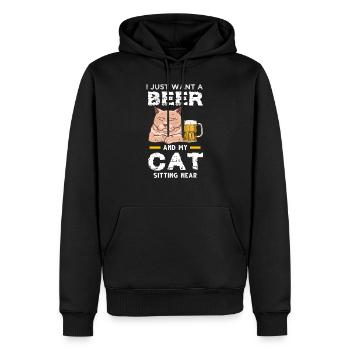 Bière &chat Chat Chat Cadeau - Sweat à capuche Premium bio Homme - noir - Devant - Nico (187cm)