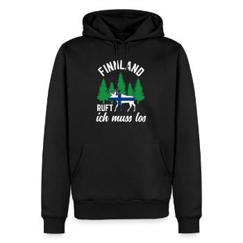 Finnland ruft Flagge Skandinavien Elch - Männer Premium Bio Hoodie - Schwarz - Vorne - Nico (187cm)