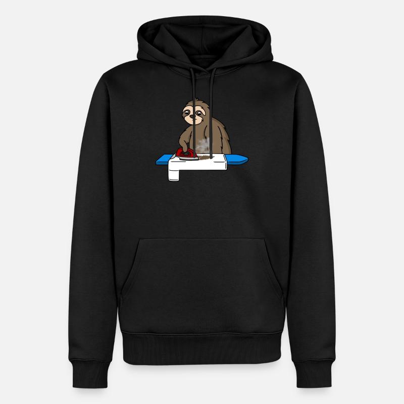 Faultier bügelt sehr langsam - Männer Premium Bio Hoodie - Schwarz