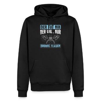 Der Will Nur Drohne Fliegen Quadrokopter - Männer Premium Bio Hoodie - Schwarz - Vorne - Nico (187cm)