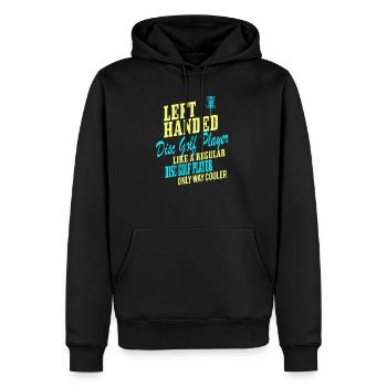 Discgolf Lustig Retro Linkshänder - Männer Premium Bio Hoodie - Schwarz - Vorne - Nico (187cm)
