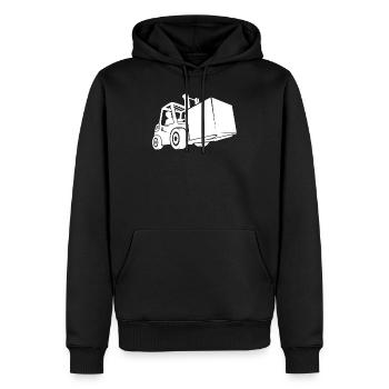 Chariot élévateur élévateur stockeur cadeau - Sweat à capuche Premium bio Homme - noir - Devant - Nico (187cm)