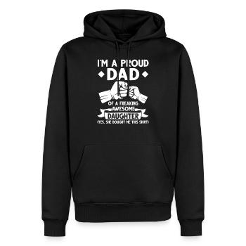 Papa et fille papa fille cadeau - Sweat à capuche Premium bio Homme - noir - Devant - Nico (187cm)