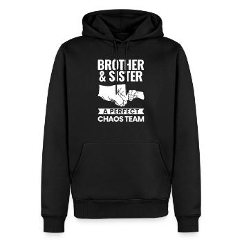 Cadeau frère et soeur - Sweat à capuche Premium bio Homme - noir - Devant - Nico (187cm)