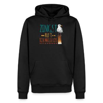 Retro Zingst ruft Anker Ostsee Fischland - Männer Premium Bio Hoodie - Schwarz - Vorne - Nico (187cm)