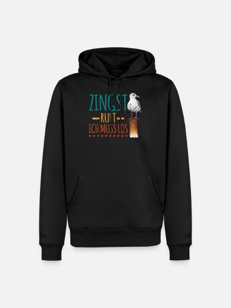 Retro Zingst ruft Anker Ostsee Fischland - Männer Premium Bio Hoodie - Schwarz