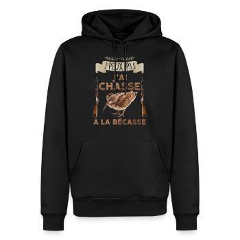 Chasseur de Bécasse chasse idée cadeau - Sweat à capuche Premium bio Homme - noir - Devant - Nico (187cm)