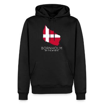 Bornholm Dänemark Insel Koordinaten Karte - Männer Premium Bio Hoodie - Schwarz - Vorne - Nico (187cm)