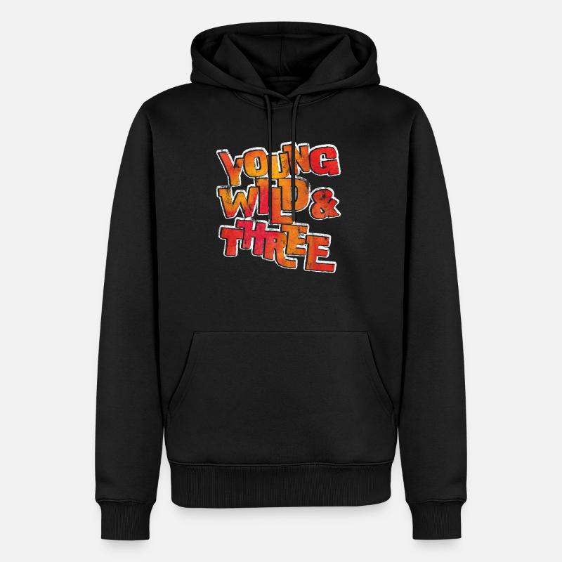 Young Wild Three 3 Compleanno 4 - Felpa con cappuccio ecologica premium da uomo - nero