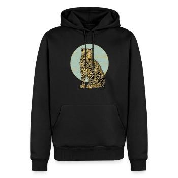 Léopard - Sweat à capuche Premium bio Homme - noir - Devant - Nico (187cm)
