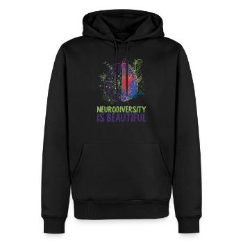 La neurodiversité est belle L'autisme - Sweat à capuche Premium bio Homme - noir - Devant - Nico (187cm)