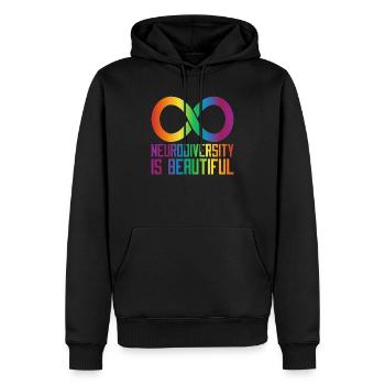 La neurodiversité est belle L'autisme - Sweat à capuche Premium bio Homme - noir - Devant - Nico (187cm)