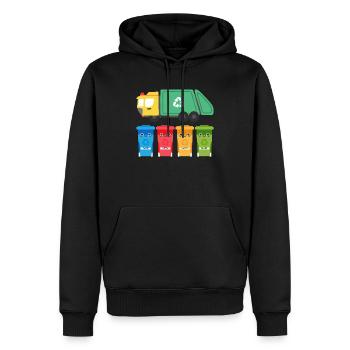 J'aime les camions-poubelles - Sweat à capuche Premium bio Homme - noir - Devant - Nico (187cm)