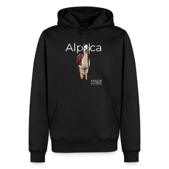 Alpaka Peru - Männer Premium Bio Hoodie - Schwarz - Vorne - Nico (187cm)