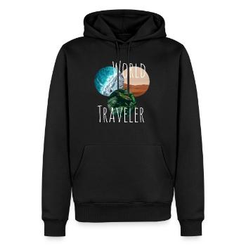 Tour du monde - Sweat à capuche Premium bio Homme - noir - Devant - Nico (187cm)