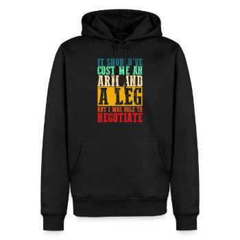 Amputierter Es kostete mich einen Arm und ein Bein - Männer Premium Bio Hoodie - Schwarz - Vorne - Nico (187cm)