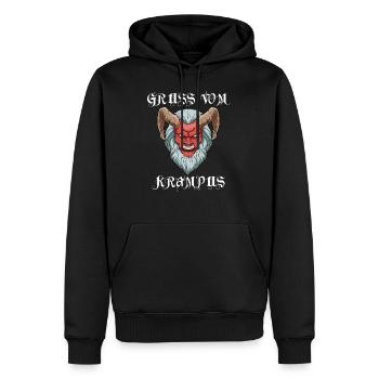 Gruss vom Krampus - Männer Premium Bio Hoodie - Schwarz - Vorne - Nico (187cm)
