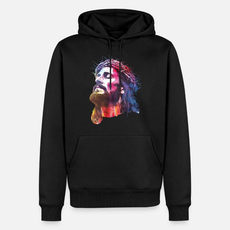 Jesus - Männer Premium Bio Hoodie - Schwarz