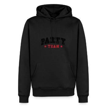 Équipe de fête - Sweat à capuche Premium bio Homme - noir - Devant - Nico (187cm)