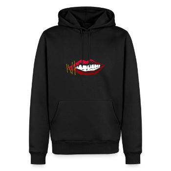 Lèvres - Sweat à capuche Premium bio Homme - noir - Devant - Nico (187cm)