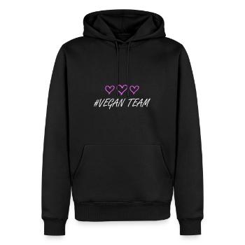 Vegan Team herzchen - Männer Premium Bio Hoodie - Schwarz - Vorne - Nico (187cm)
