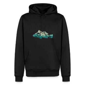 Nature Pêche Forêt Pêche Arbres Cadeau Poisson - Sweat à capuche Premium bio Homme - noir - Devant - Nico (187cm)